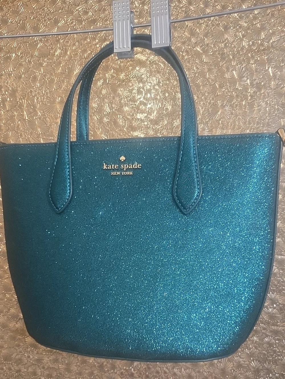 kate spade Teal Glitter Small Tote